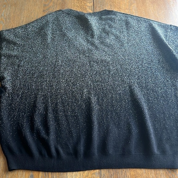 White Label V-neck Sweater Black Gradient Silver Thread Size L Long Sleeves - Picture 14 of 16